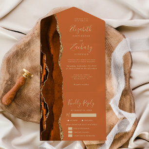 Rost Gold Achat Menüoptionen Hochzeit All In One Einladung