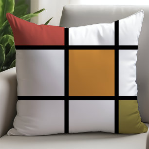 Rost Gold Grün im Stil von Mondrian Kissen