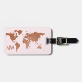 Rost Kupfer und Rose Gold Pink Weltkarte Gepäckanhänger
