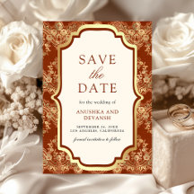 Rost Orange Goldspitze Indische Hochzeit