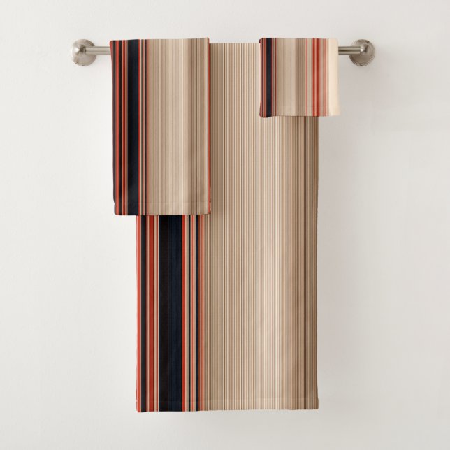 Rost Orange Moderne Streifen Badhandtuch Set (Insitu)