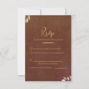 Rost-Terrakotta-Samt-Luxus-Gold-Hochzeits-RSVP RSVP Karte