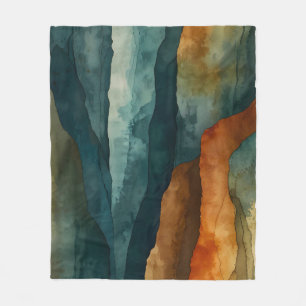 Rost und Aquamarin Fleecedecke