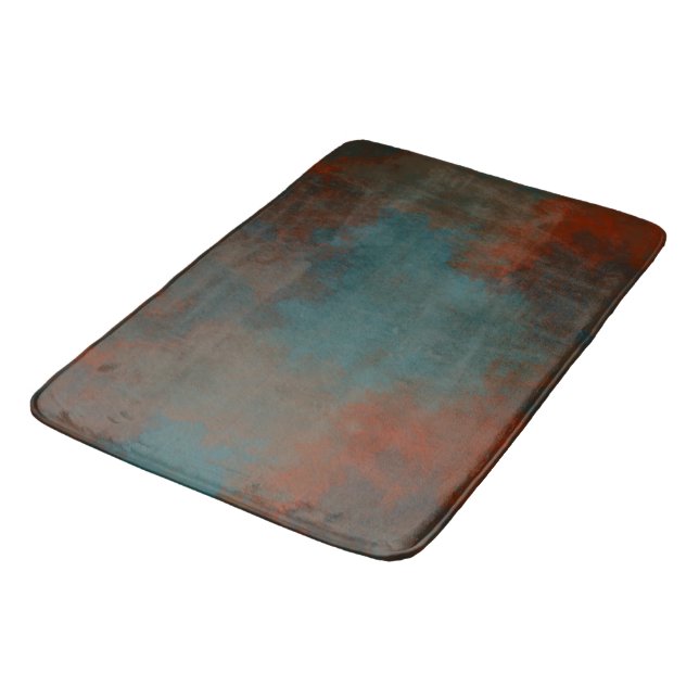 Rost und Aquamariner Marmor abstrakt Badematte (Schrägansicht)