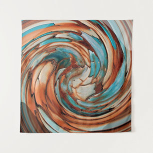 Rost und Blau Abstrakter Dolphin Swirl Wandteppich