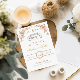 Rost und Honig Vintage-Fahrrad Save-the-Date-Karte Save The Date