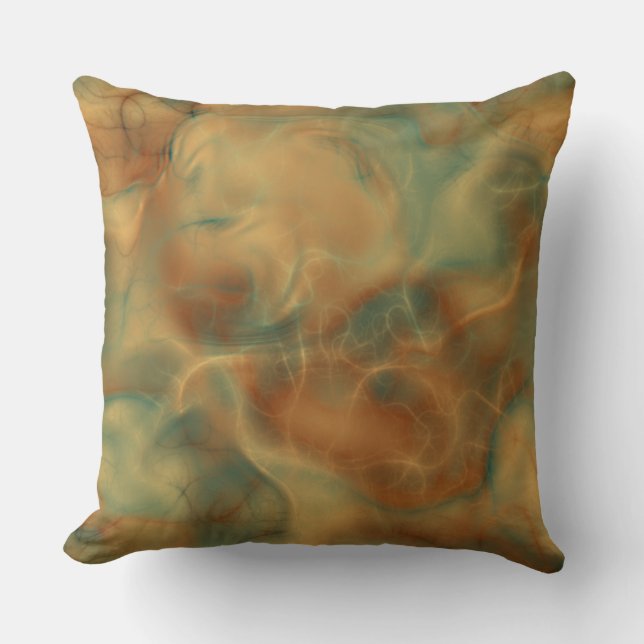 Rost- und Meeresgrün-Marmor abstrakt Kissen (Vorderseite)