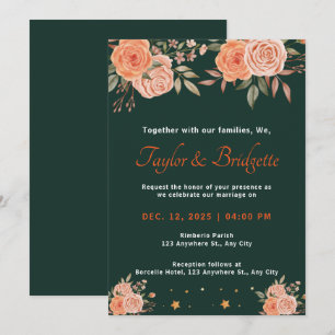 Rost und Smaragdgrüne Hochzeit im Herbst Einladung