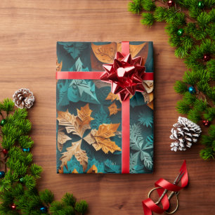 Rost- und Tealblatt-Mosaik Geschenkpapier