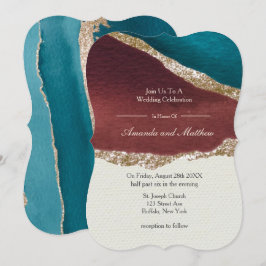 Rost und Turquoise Gold Agate Hochzeitseinladungen
