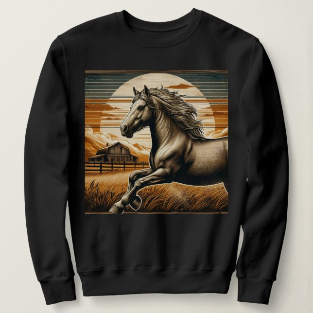 Rost/Vintages Pferd/Western Sweatshirt (Design vorne)