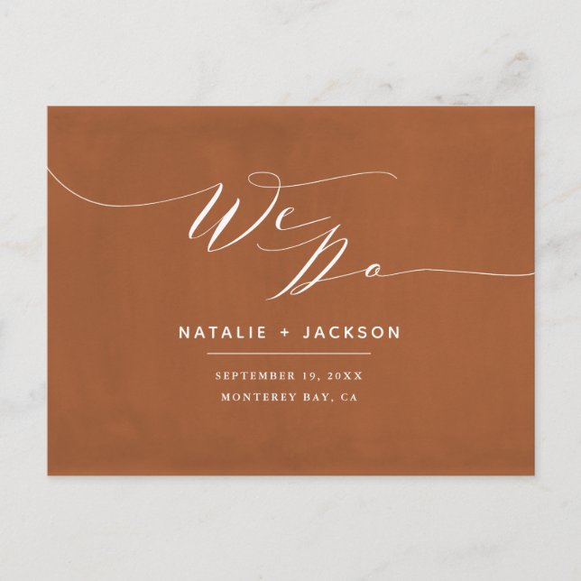 Rost + Weiß machen wir elegante Hochzeit Postkarte (Vorderseite)