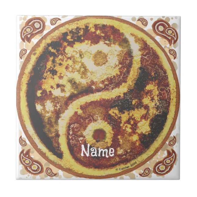 Rost Yin Yang Fliese (Vorderseite)