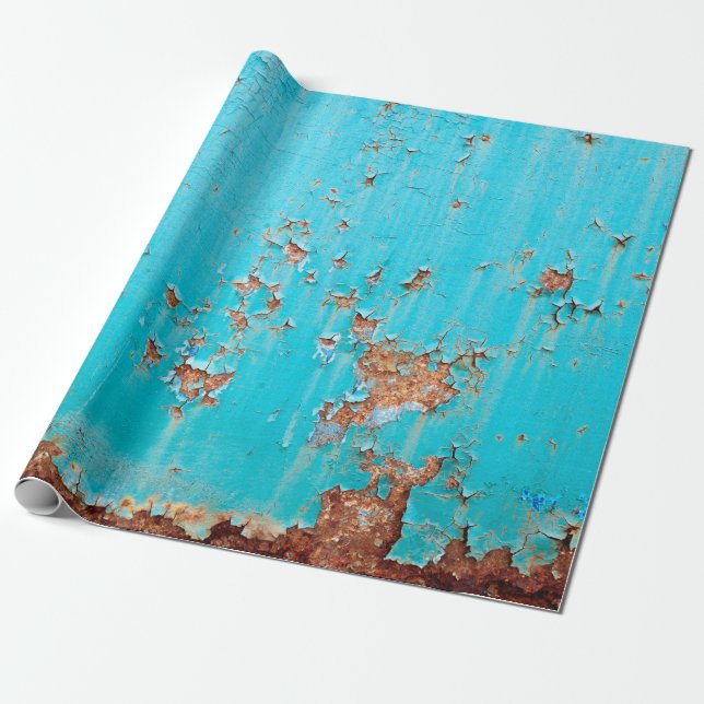 Rostblau gestrichene Metallwand. Detaillierter Fot Geschenkpapier (Ungerollt)