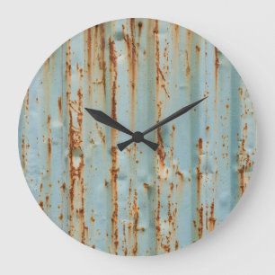 Rostblaue bemalte Metallstruktur Große Wanduhr
