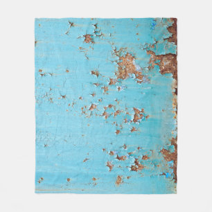 Rostblaues Metall: Texturierte Wand. Fleecedecke
