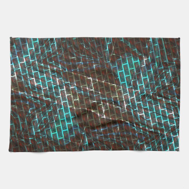 Rostbraunblau, Kratzer, kleiner Stein oder Gitter Geschirrtuch (Horizontal)