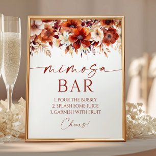 Rostburgunder-Blumen-Elegantes-Mimosa-Bar-Schild Poster