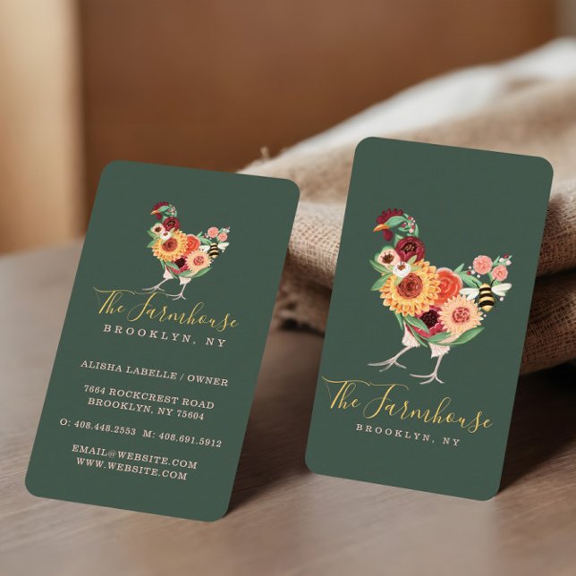 Roster-Logo für künstlerische Wildblumen und Grünp Visitenkarte (Artistic Wildflowers & Greenery Farm Roster Logo Business Card)