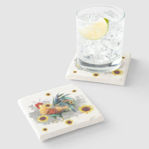 Roster mit Sonnenblumen Stone Untersetzer