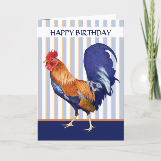 Roster Streifen Happy Birthday Card Karte (Vorderseite)