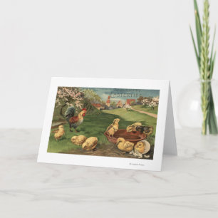 Roster und Chicks Feiertagskarte