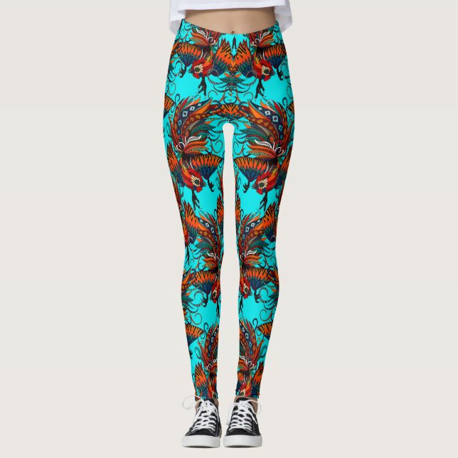 Rostfarbe Türkis Leggings (Vorderseite)