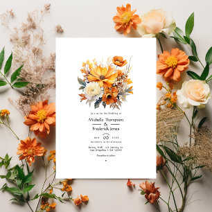 Rostfarbene Florale Hochzeit Einladung