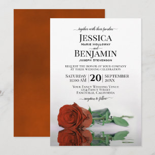 Rostfreie Orange Rose Elegante Hochzeit Einladung