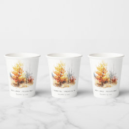Rostgelbe Herbstlandschaft Karierte Hochzeit Pappbecher