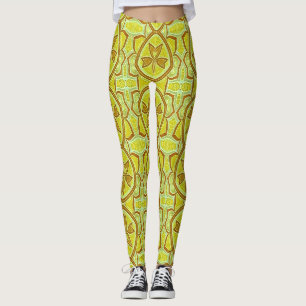 rostgrüne geometrische Blumenform Leggings