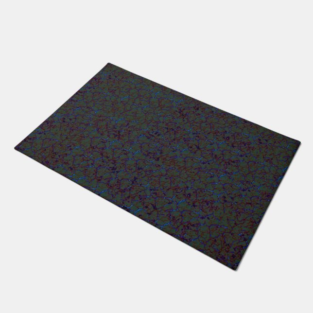 Rostgrüne Krackle mit blinkenden blauen Strichen Fußmatte (Schrägansicht)