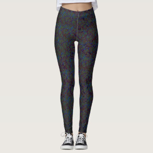 Rostgrüne Krackle mit blinkenden blauen Strichen Leggings