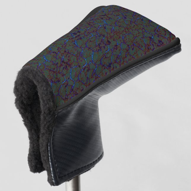 Rostgrünes Knistern mit blinkenden blauen Rissen Golf Headcover (3/4 Vorderseite)