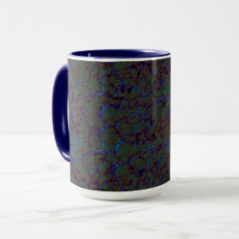 Rostgrünes Knistern mit blinkenden blauen Rissen Tasse