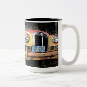 Rostige alte klassische Auto-Tasse Zweifarbige Tasse