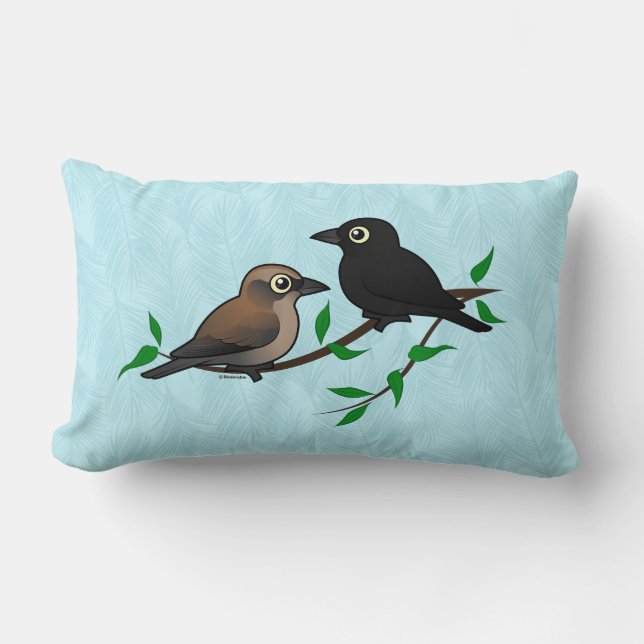 Rostige Amsel-Paare Lendenkissen (Vorderseite)