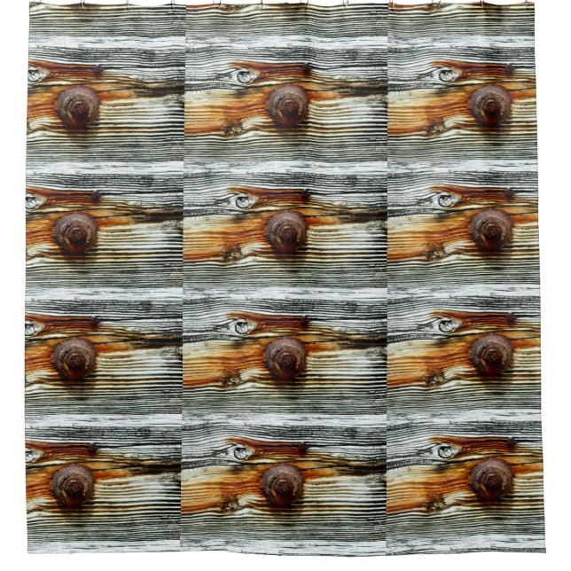 rostige, graue Holzplatten Duschvorhang (Vorderseite)