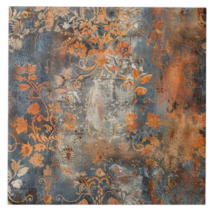 Rostige Metall Antique Blumen  Fliese