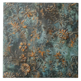 Rostige Metall Antique Blumen Fliese