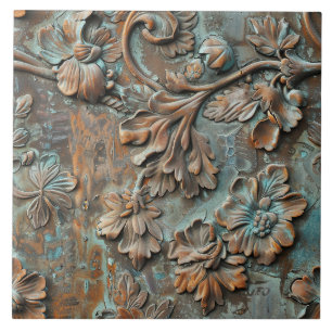 Rostige Metall Antique Blumen Fliese