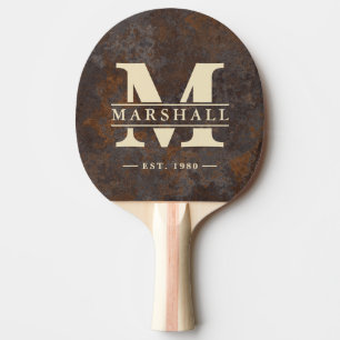 Rostige Metallblatt-Monogramm- und Namensauflage Tischtennis Schläger