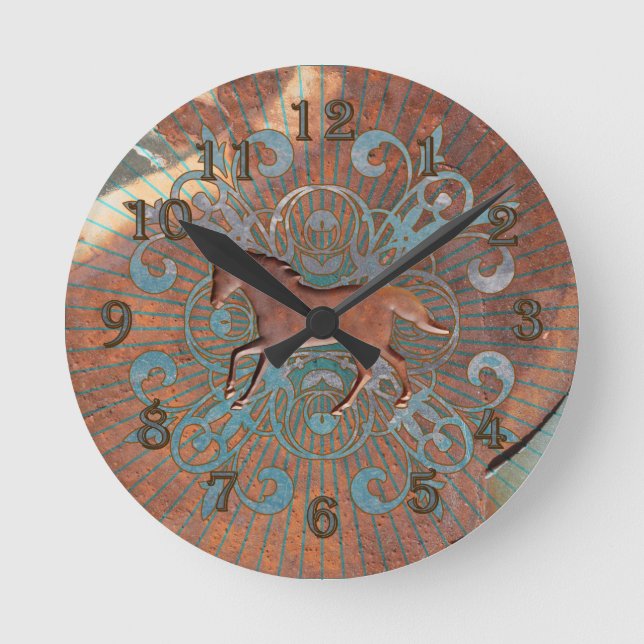 Rostige ReiterWanduhr Runde Wanduhr (Vorderseite)