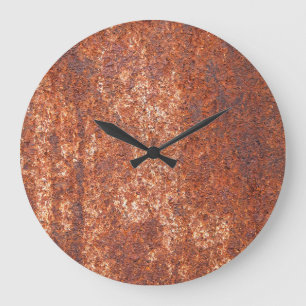 Rostige Stahltextur, abstrakter Hintergrund. Große Wanduhr