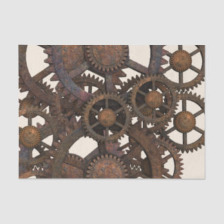 Rostige Steampunk-Metallzahnräder Seidenpapier