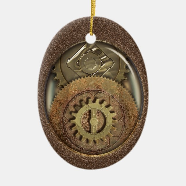 Rostige Vintage Zähne Steampunk personalisiert Keramikornament (Vorne)