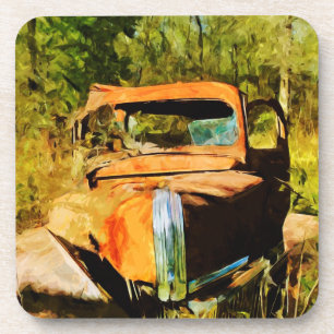 Rostiger Vintage-Pickup-Truck-Abstrakt Untersetzer