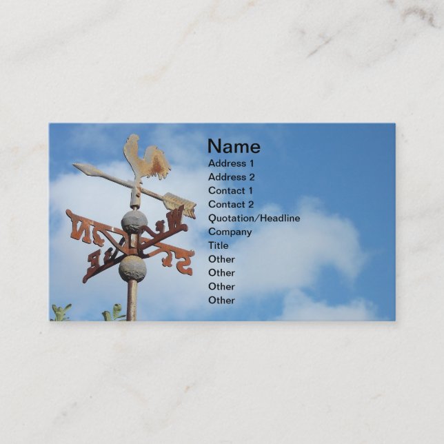 Rostiger Weathervane gegen blauen Himmel Visitenkarte (Vorderseite)