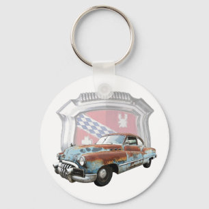 Rostiges Buick 1950 mit Emblem-Schlüsselkette Schlüsselanhänger