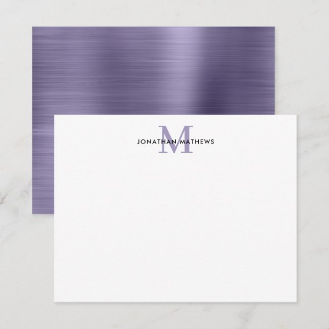 Rostmetall Mitternacht Lila Classic Monogramm Mitteilungskarte (Vorne/Hinten)